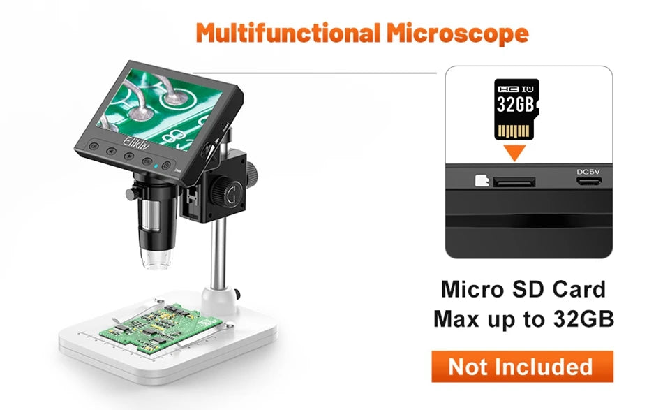 Elikliv EDM43 1000x 4.3" Digital Microscope 1080P Microscopio Digital Para Electronica 1800mAh For Coin PC Laptop Soldering Tool