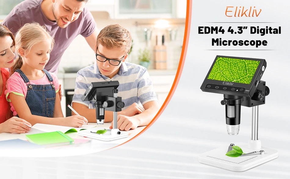 Elikliv EDM43 1000x 4.3" Digital Microscope 1080P Microscopio Digital Para Electronica 1800mAh For Coin PC Laptop Soldering Tool