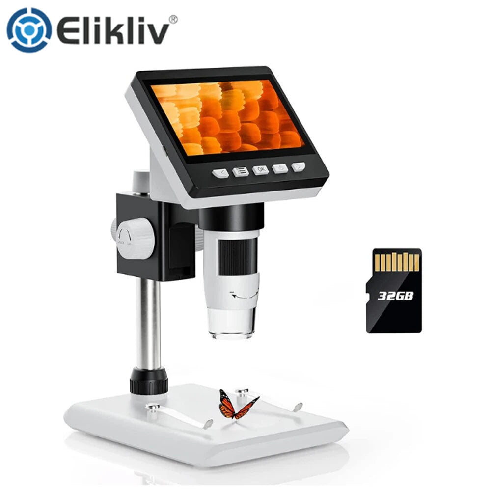 Elikliv EDM43 1000x 4.3" Digital Microscope 1080P Microscopio Digital Para Electronica 1800mAh For Coin PC Laptop Soldering Tool