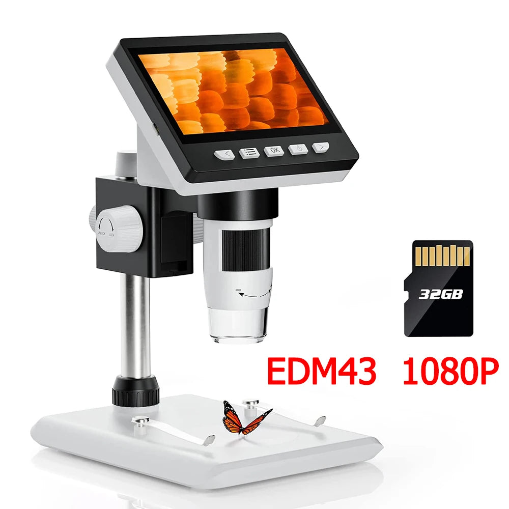 Elikliv EDM43 1000x 4.3" Digital Microscope 1080P Microscopio Digital Para Electronica 1800mAh For Coin PC Laptop Soldering Tool