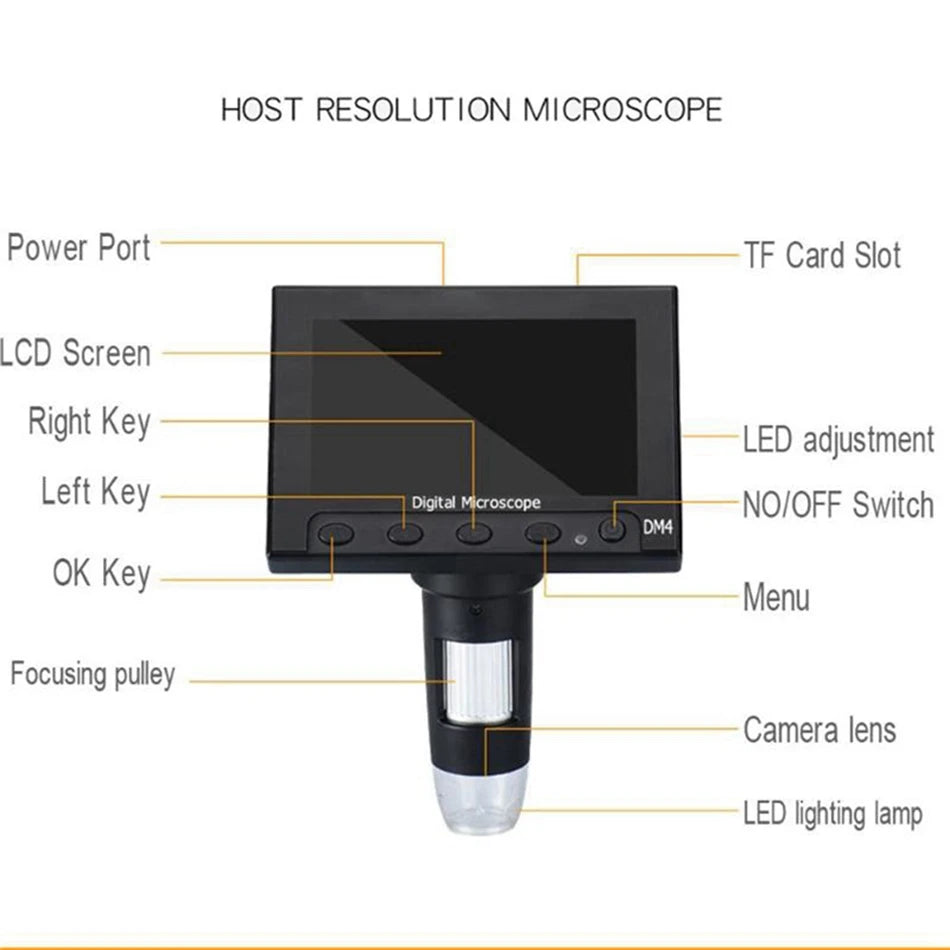Elikliv EDM43 1000x 4.3" Digital Microscope 1080P Microscopio Digital Para Electronica 1800mAh For Coin PC Laptop Soldering Tool