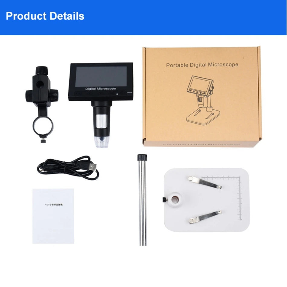 Elikliv EDM43 1000x 4.3" Digital Microscope 1080P Microscopio Digital Para Electronica 1800mAh For Coin PC Laptop Soldering Tool